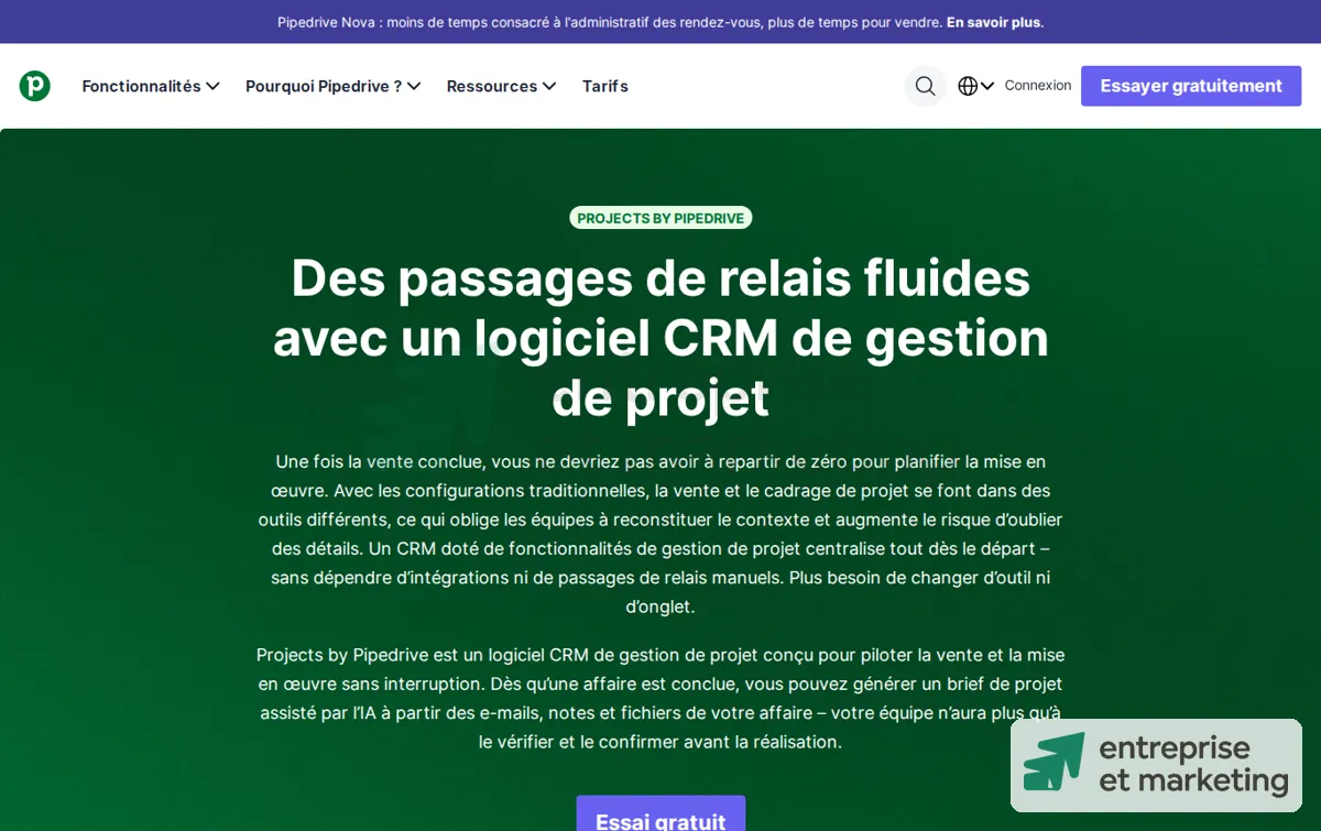 Capture : Projects by Pipedrive | Logiciel CRM de gestion de projet | Pipedrive